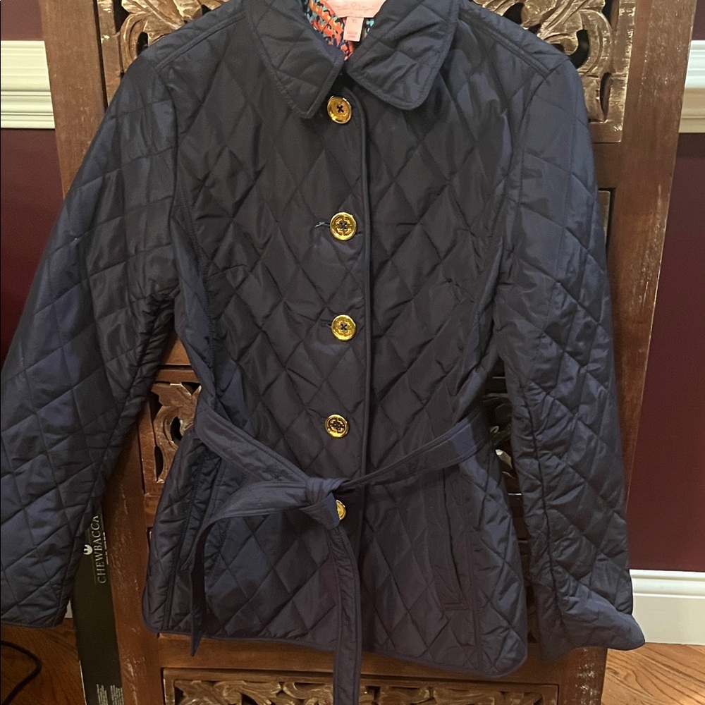 Lilly Pulitzer Navy Quilted Pea Coat
